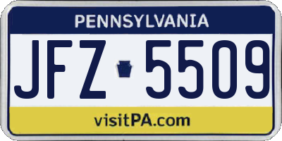 PA license plate JFZ5509