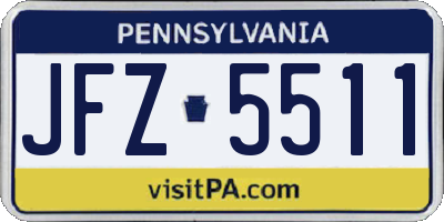 PA license plate JFZ5511