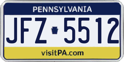PA license plate JFZ5512