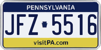 PA license plate JFZ5516