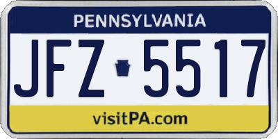 PA license plate JFZ5517