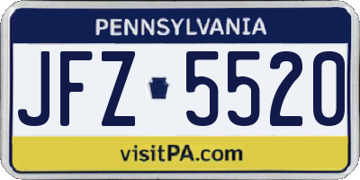 PA license plate JFZ5520