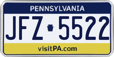 PA license plate JFZ5522