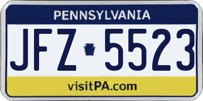 PA license plate JFZ5523