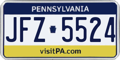 PA license plate JFZ5524