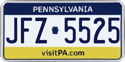 PA license plate JFZ5525