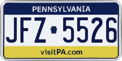PA license plate JFZ5526