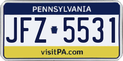 PA license plate JFZ5531