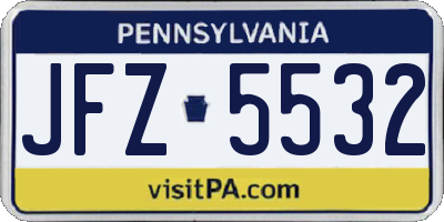 PA license plate JFZ5532