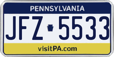PA license plate JFZ5533