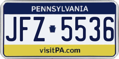PA license plate JFZ5536