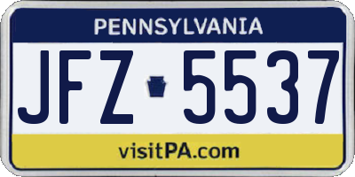 PA license plate JFZ5537