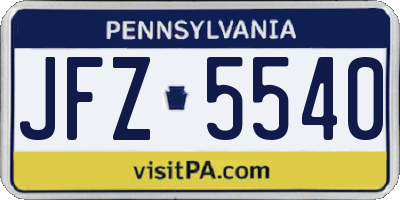 PA license plate JFZ5540