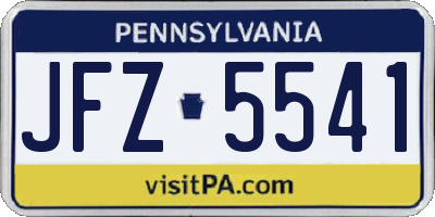 PA license plate JFZ5541