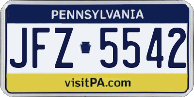 PA license plate JFZ5542
