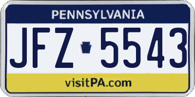 PA license plate JFZ5543