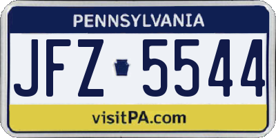 PA license plate JFZ5544