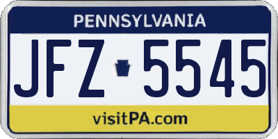PA license plate JFZ5545