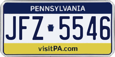PA license plate JFZ5546