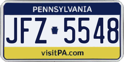 PA license plate JFZ5548
