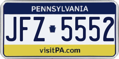 PA license plate JFZ5552