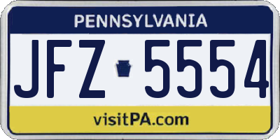 PA license plate JFZ5554