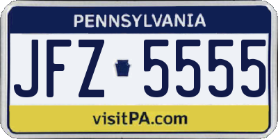 PA license plate JFZ5555
