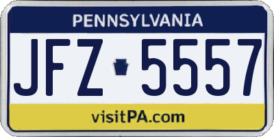 PA license plate JFZ5557