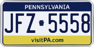 PA license plate JFZ5558