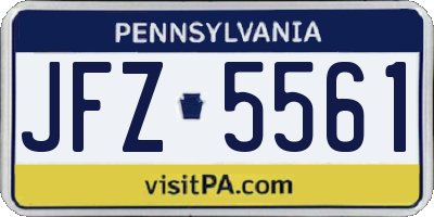 PA license plate JFZ5561