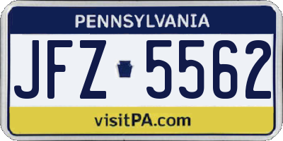 PA license plate JFZ5562