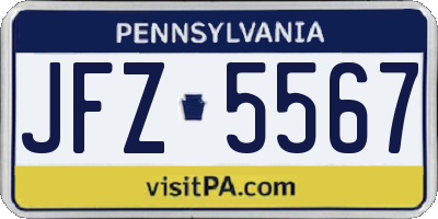 PA license plate JFZ5567