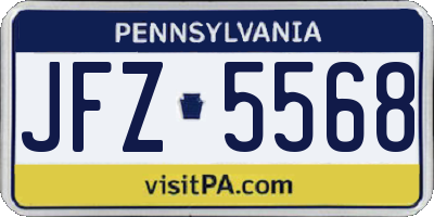 PA license plate JFZ5568