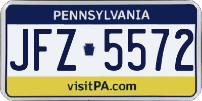 PA license plate JFZ5572