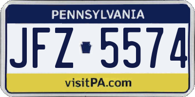 PA license plate JFZ5574