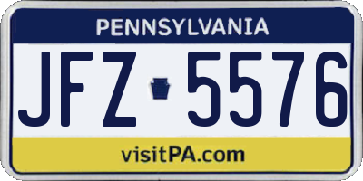 PA license plate JFZ5576
