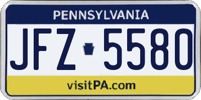 PA license plate JFZ5580