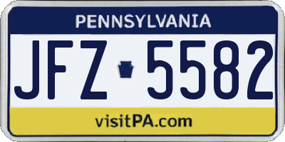 PA license plate JFZ5582