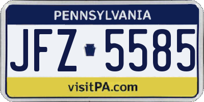 PA license plate JFZ5585