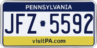 PA license plate JFZ5592