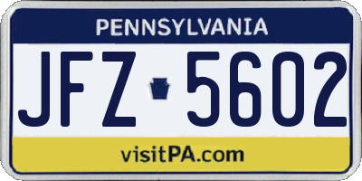 PA license plate JFZ5602