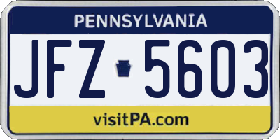 PA license plate JFZ5603