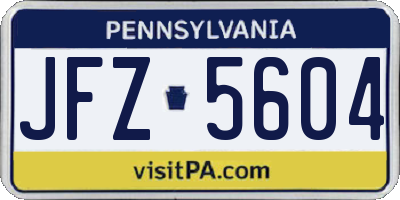 PA license plate JFZ5604