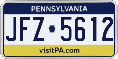 PA license plate JFZ5612