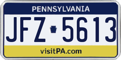 PA license plate JFZ5613
