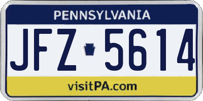 PA license plate JFZ5614
