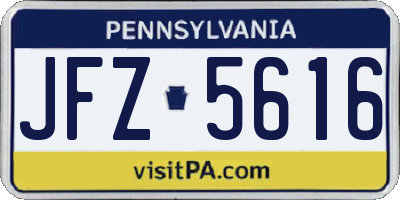 PA license plate JFZ5616