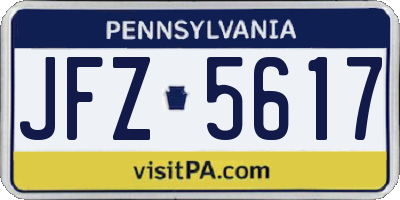 PA license plate JFZ5617
