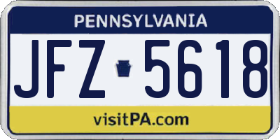 PA license plate JFZ5618