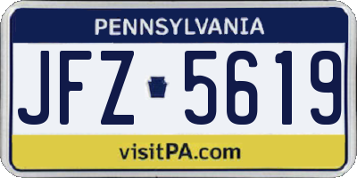 PA license plate JFZ5619